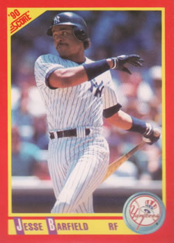 #222 Jesse Barfield - New York Yankees - 1990 Score Baseball
