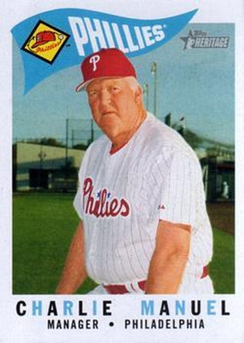 #222 Charlie Manuel - Philadelphia Phillies - 2009 Topps Heritage Baseball