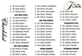 #224 Checklist - 1994-95 Flair Hockey