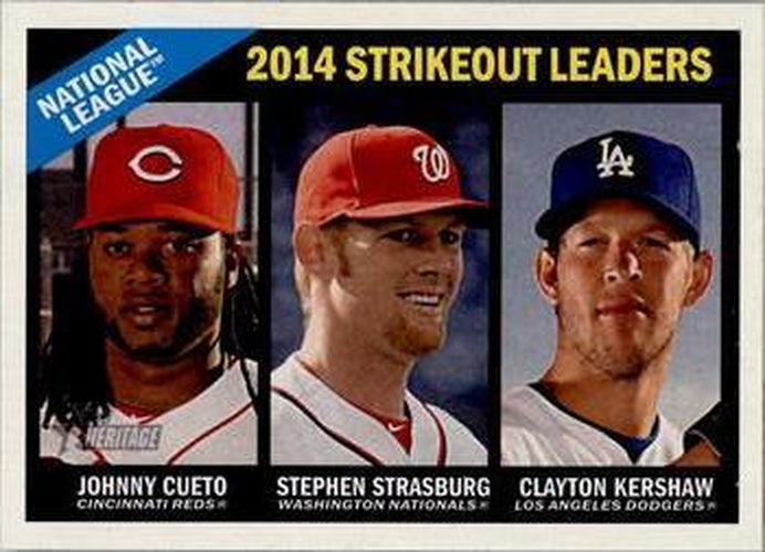 #225 Clayton Kershaw/ Johnny Cueto/Stephen Strasburg - Cincinnati Reds / Los Angeles Dodgers/Washington Nationals - 2015 Topps Heritage Baseball