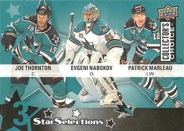 #225 Evgeni Nabokov / Joe Thornton / Patrick Marleau - San Jose Sharks - 2009-10 Collector's Choice Hockey
