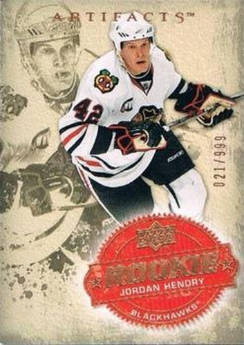#229 Jordan Hendry - Chicago Blackhawks - 2008-09 Upper Deck Artifacts Hockey