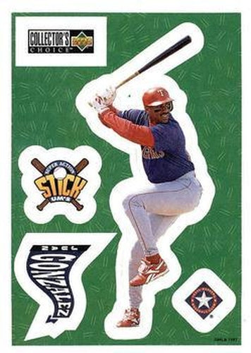 #22 Juan Gonzalez - Texas Rangers - 1997 Collector's Choice Baseball - Stick'Ums