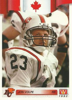 #22 Jon Volpe - British Columbia Lions - 1992 All World CFL Football