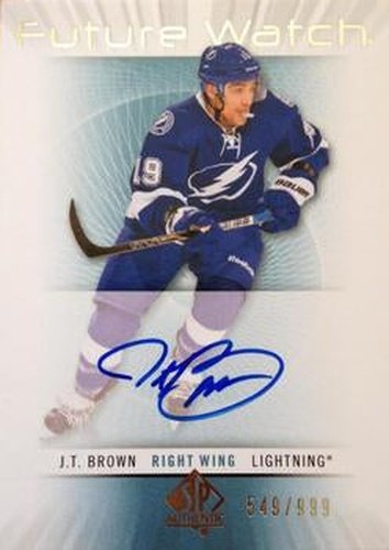 #233 J.T. Brown - Tampa Bay Lightning - 2012-13 SP Authentic Hockey