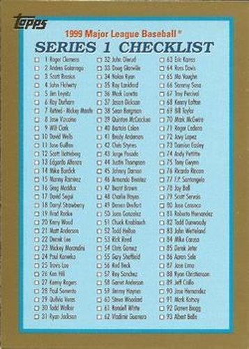 #241 Series 1 Checklist: 1-186 - - 1999 Topps Baseball