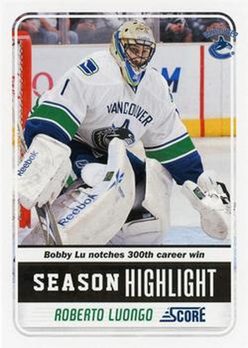 #24 Roberto Luongo - Vancouver Canucks - 2011-12 Score Hockey