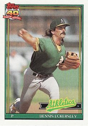 #250 Dennis Eckersley - Oakland Athletics - 1991 Topps Baseball