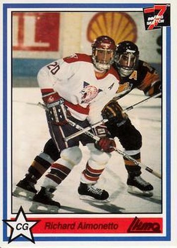 #253 Richard Aimonetto - Victoriaville Tigres - 1990-91 7th Inning Sketch QMJHL Hockey
