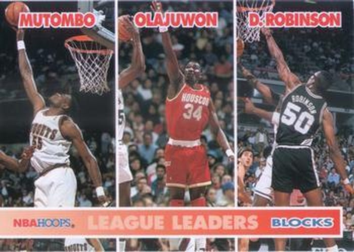 #254 Dikembe Mutombo / Hakeem Olajuwon / David Robinson - Denver Nuggets / Houston Rockets / San Antonio Spurs - 1994-95 Hoops Basketball