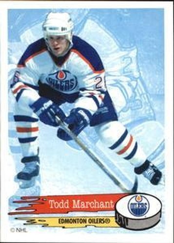 #257 Todd Marchant - Edmonton Oilers - 1995-96 Panini Hockey Stickers