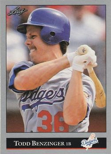 #257 Todd Benzinger - Los Angeles Dodgers - 1992 Leaf Baseball