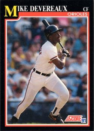 #258a Mike Devereaux - Baltimore Orioles - 1991 Score Baseball
