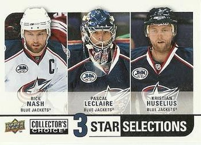 #259 Kristian Huselius / Pascal Leclaire / Rick Nash - Columbus Blue Jackets - 2008-09 Collector's Choice Hockey