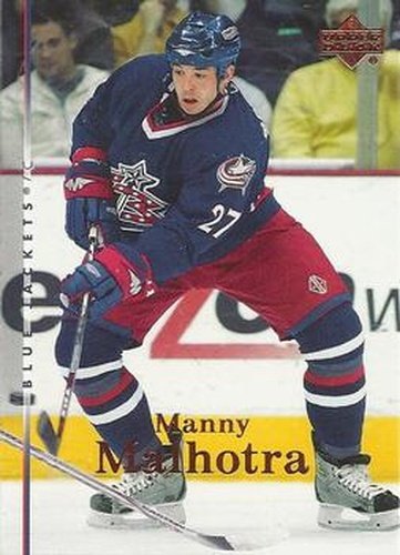 #25 Manny Malhotra - Columbus Blue Jackets - 2007-08 Upper Deck Hockey
