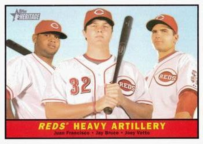 #25 Reds' Heavy Artillery Juan Francisco / Jay Bruce / Joey Votto - Cincinnati Reds - 2010 Topps Heritage Baseball