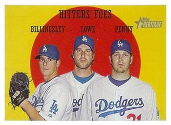 #262 Hitters' Foes Chad Billingsley / Derek Lowe / Brad Penny - Los Angeles Dodgers - 2008 Topps Heritage Baseball