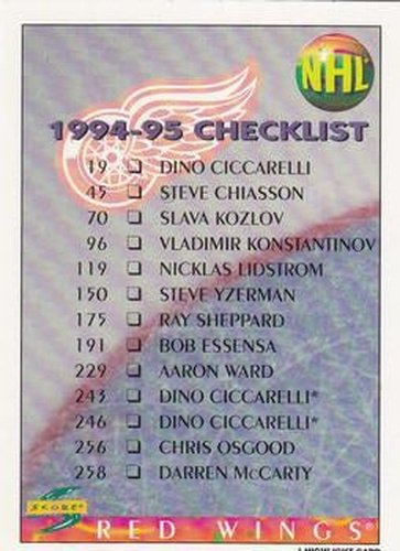 #266 Checklist - Detroit Red Wings / Edmonton Oilers - 1994-95 Score Hockey