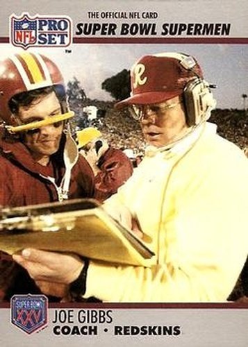 #26 Joe Gibbs - Washington Redskins - 1990-91 Pro Set Super Bowl XXV Silver Anniversary Football