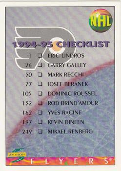 #271 Checklist - Philadelphia Flyers / Pittsburgh Penguins - 1994-95 Score Hockey