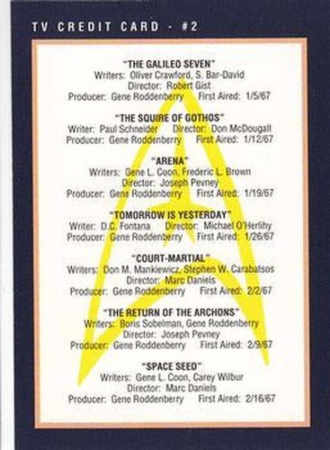 #281 TV Credit Card - #2 - 1991 Impel Star Trek 25th Anniversary