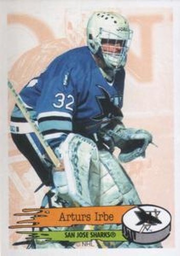 #287 Arturs Irbe - San Jose Sharks - 1995-96 Panini Hockey Stickers