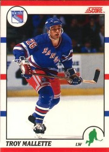 #288 Troy Mallette - New York Rangers - 1990-91 Score Canadian Hockey