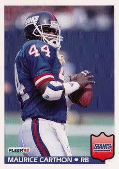 #288 Maurice Carthon - New York Giants - 1992 Fleer Football
