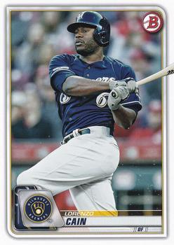 #28 Lorenzo Cain - Milwaukee Brewers - 2020 Bowman Baseball