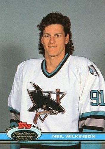 #293 Neil Wilkinson - San Jose Sharks - 1991-92 Stadium Club Hockey