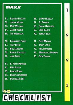 #296 Checklist #2 - 1993 Maxx Racing