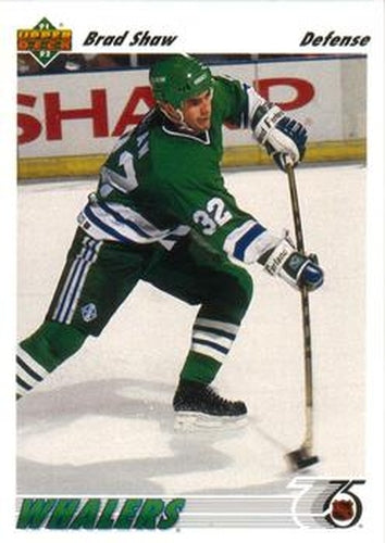 #297 Brad Shaw - Hartford Whalers - 1991-92 Upper Deck Hockey