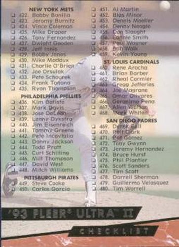 #649 Checklist: 422-537 - 1993 Ultra Baseball