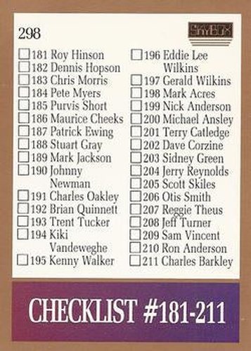 #298 Checklist: 181-242 - 1990-91 SkyBox Basketball