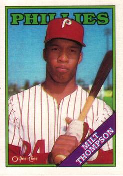#298 Milt Thompson - Philadelphia Phillies - 1988 O-Pee-Chee Baseball
