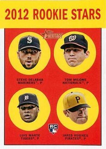 #299 Steve Delabar / Tom Milone / Luis Marte / Jared Hughes - Seattle Mariners / Washington Nationals / Detroit Tigers / Pittsburgh Pirates - 2012 Topps Heritage Baseball