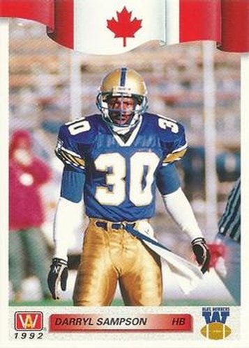 #29 Darryl Sampson - Winnipeg Blue Bombers - 1992 All World CFL Football