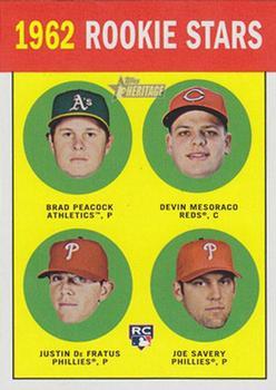 #29b Brad Peacock / Devin Mesoraco / Justin De Fratus / Joe Savery - Oakland Athletics / Cincinnati Reds / Philadelphia Phillies - 2012 Topps Heritage Baseball