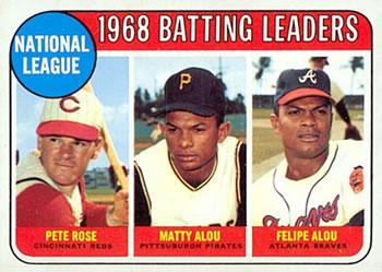 #2 National League 1968 Batting Leaders Pete Rose / Matty Alou / Felipe Alou - Cincinnati Reds / Pittsburgh Pirates / Atlanta Braves - 1969 Topps Baseball