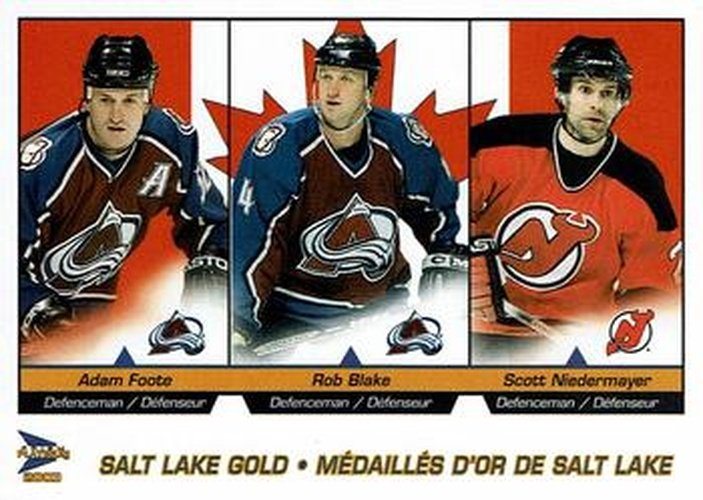 #2 Adam Foote / Rob Blake / Scott Niedermayer - Colorado Avalanche / New Jersey Devils - 2002-03 Pacific McDonald's Hockey - Salt Lake Gold
