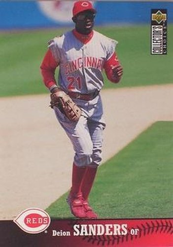 Deion Sanders Cincinnati Reds 1997 Away Baseball Throwback 