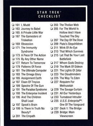 #309 STAR TREK Checklist - 1991 Impel Star Trek 25th Anniversary