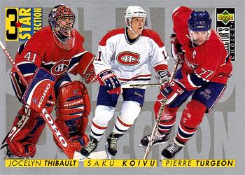 #321 Jocelyn Thibault / Saku Koivu / Pierre Turgeon - Montreal Canadiens - 1996-97 Collector's Choice Hockey