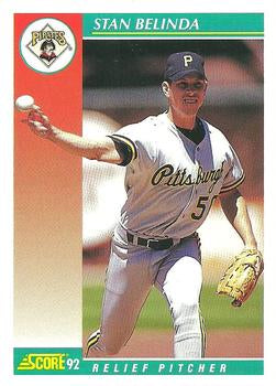 #325 Stan Belinda - Pittsburgh Pirates - 1992 Score Baseball
