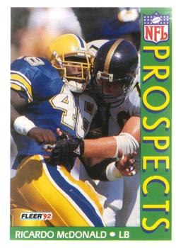 #442 Ricardo McDonald - Pittsburgh Panthers - 1992 Fleer Football