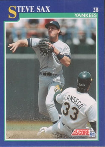 #32 Steve Sax - New York Yankees - 1991 Score Baseball