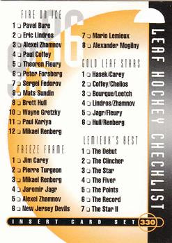 Florida Panthers 1995-96 Hockey Card Checklist at