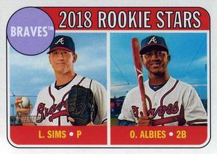 #331 Ozzie Albies / Lucas Sims - Atlanta Braves - 2018 Topps Heritage Baseball