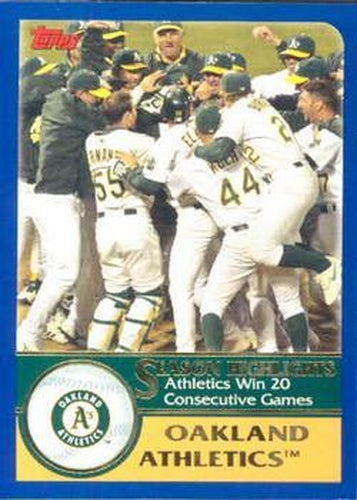 #334 Oakland Athletics HL - Oakland Athletics - 2003 Topps Baseball
