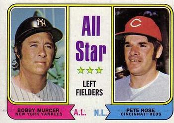 #336 All-Star Left Fielders Bobby Murcer / Pete Rose - New York Yankees / Cincinnati Reds - 1974 Topps Baseball